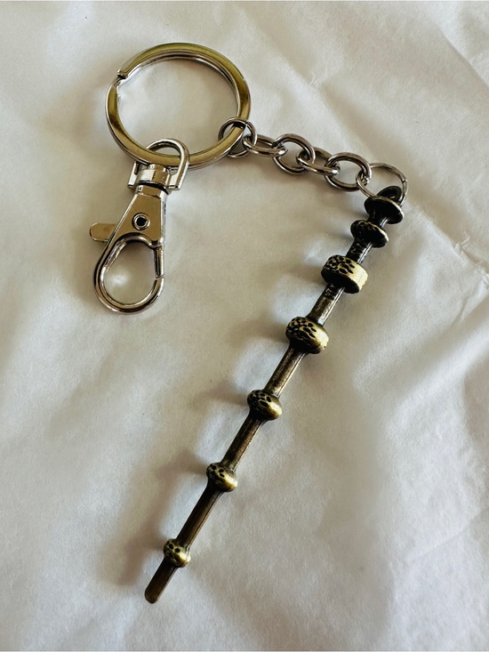 Handmade Accessories - Dumbledore’s Wand Keychain Charm- Gold & Silver Tone Harry Potter